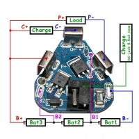 Контроллер заряд/разряд Li-Ion 18650х3 ток 6А для шуруповерта
