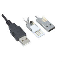 Штекер USB-A на кабель в корпусе черный