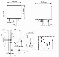 Реле 822E-1C-C-12VDC  1х10A 4pin